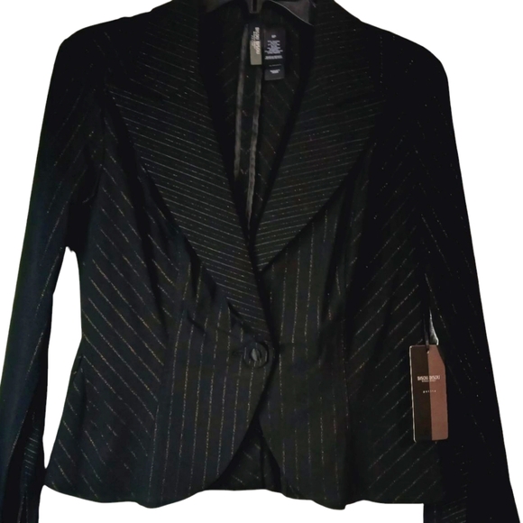 Bisou bisou Petite Blazer Black and Gold stripe Size 8P. - Picture 1 of 7